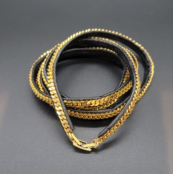 Vita Fede Monaco Leather Capri Wrap Bracelet with Gold-Tone Chain - Picture 2 of 4